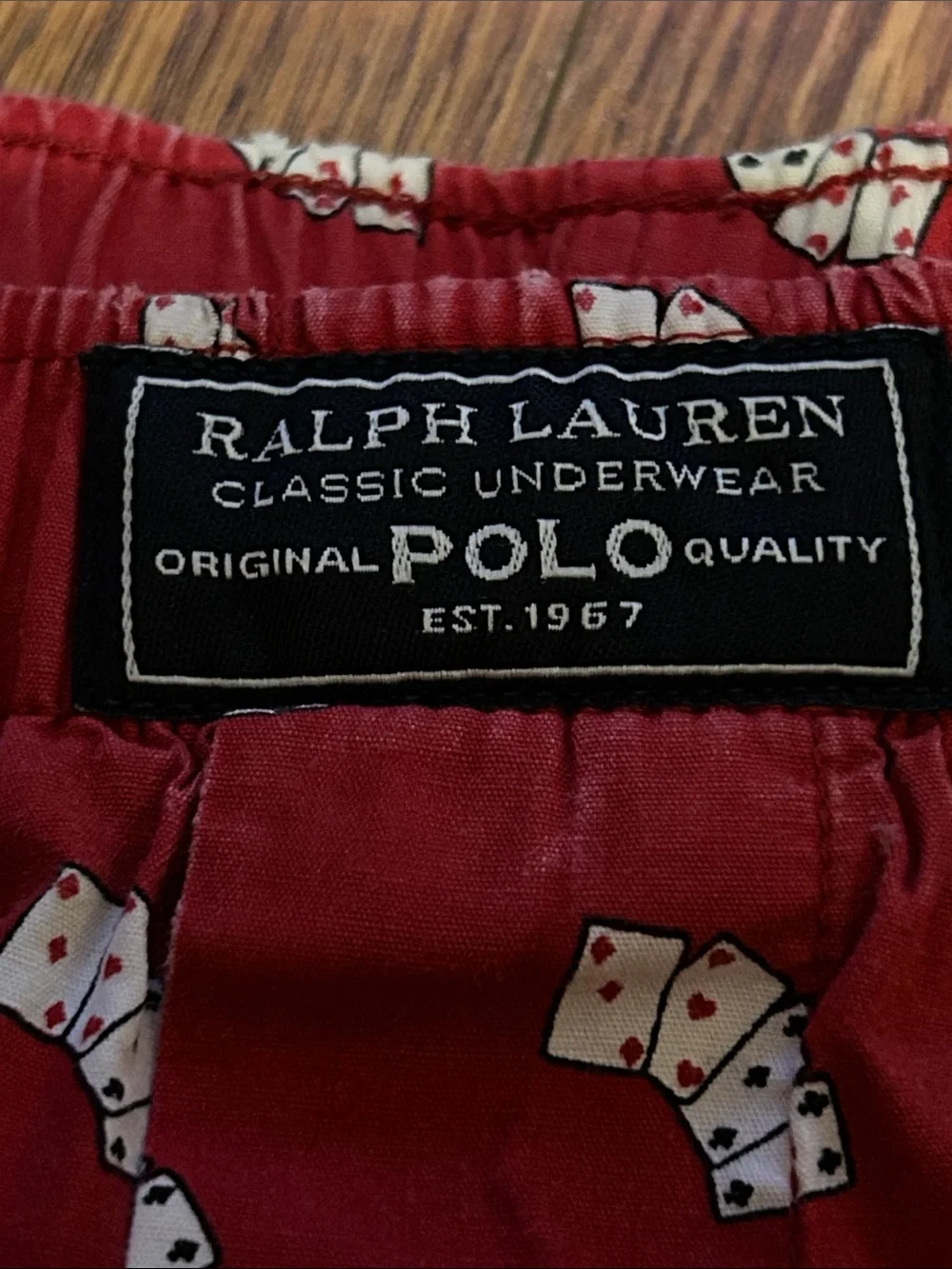 Vintage Ralph Lauren Polo Deck Cards Red Printed Cotton Boxer Shorts Sz Small